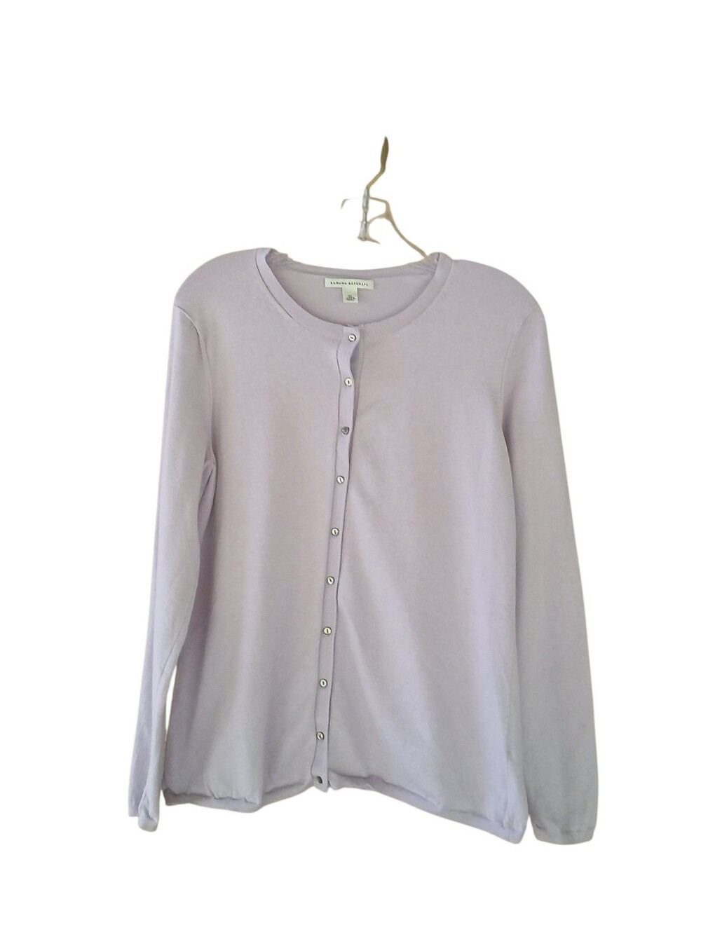 Banana Republic Pastel Lavender Crew Neck Silk Blend Cardigan XL